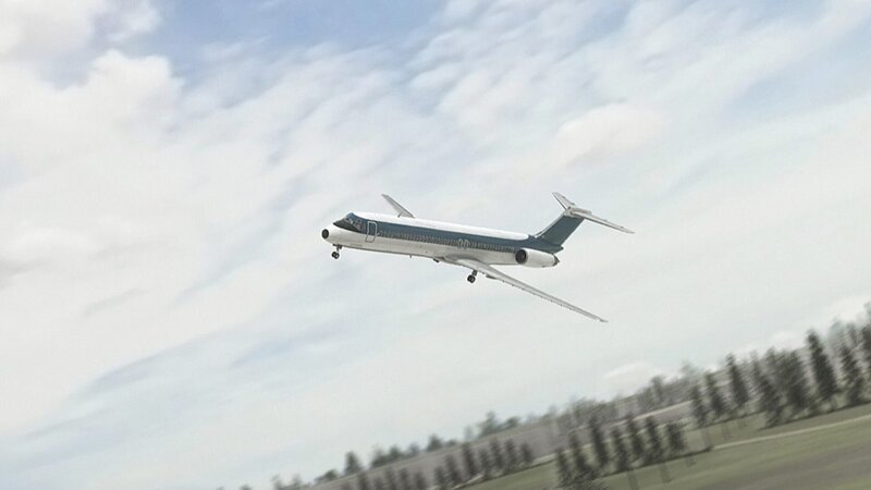 The plane begins to tilt towards the field below, CGI image – Bild: Cineflix