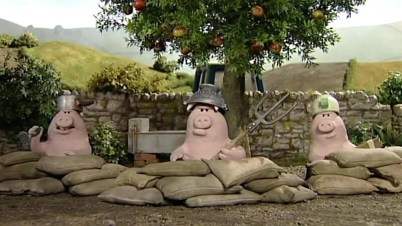Schweinerei, die schönen Äpfel werden hartnäckig verteidigt. Wie werden die Schafe einige bekommen? – Bild: WDR/​Aardman Animation Ltd./​BBC