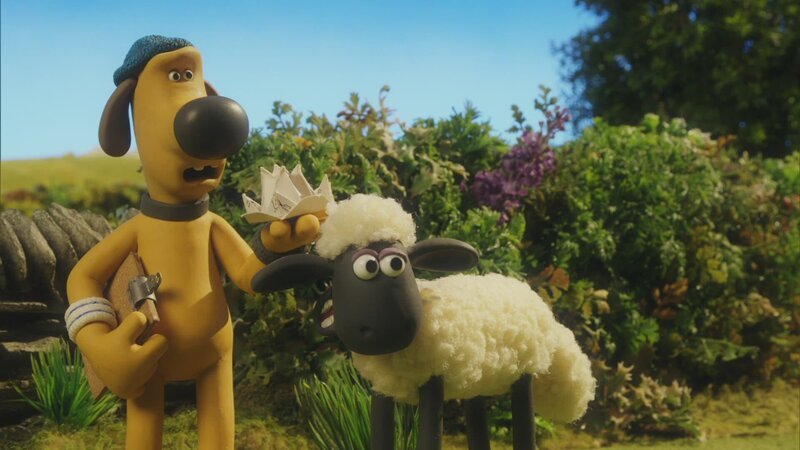 Shaun und Bitzer wundern sich über den Farmer. Nach seinem Urlaub ist er wie ausgewechselt. – Bild: KiKA