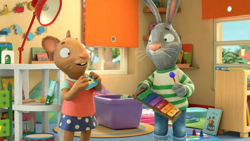 Mit Rassel und Xylophon geht es los – Pip und Posy gründen ihre Band. – Bild: ZDF und (c) Magic Light Pictures LTD 2021./​(c) Magic Light Pictures LTD 202