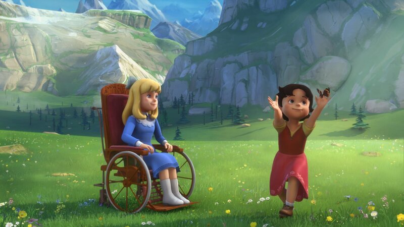 Heidi und Clara sind vergnügt auf der Weide. – Bild: ZDF/​Studio 100 Animation/​Heidi Productions Pty. Limited