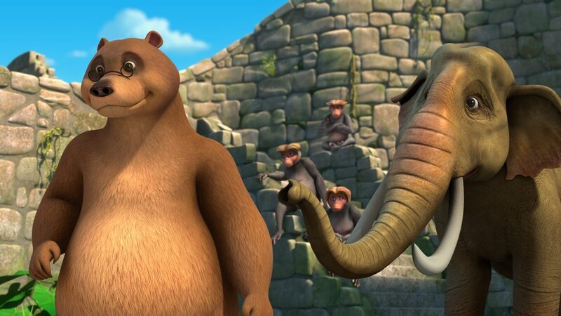 Der Elefant Hathi (r.) hat von giftigen Pilzen gefressen und ist nun verwirrt. Er erkennt Balu (l.) nicht mehr, sondern denkt, der Bär sei jemand anderes. – Bild: DQ Entertainment (Ireland) Limited