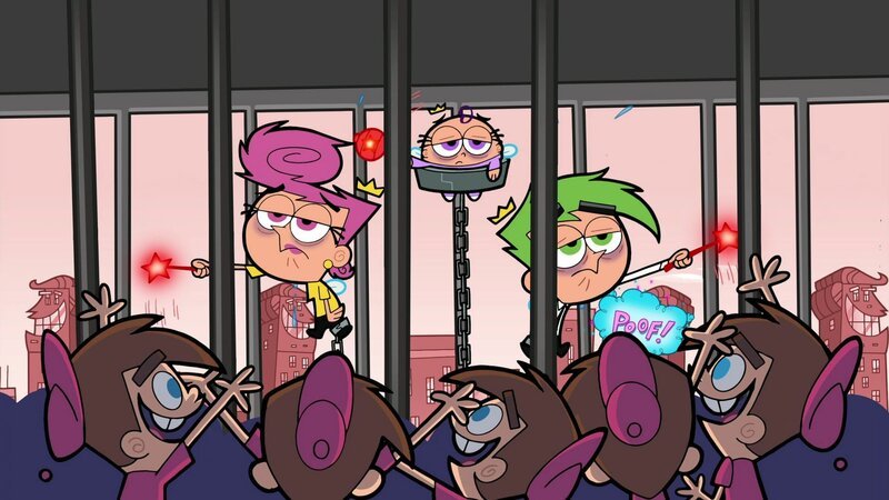 Unten: Timmy. Oben, l-r: Wanda, Poof, Cosmo – Bild: Paramount