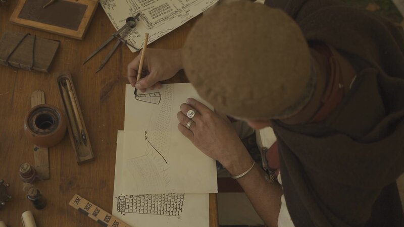 Der Ingenieur einer Legion entwirft die Panzerung einer testudo (auch musculus). Die mobile „Schildkröte“ war ein tragbares Gestell zur Annäherung an feindliche Befestigungen. – Bild: ZDF Der Ingenieur einer Legion entwirft die Panzerung einer testudo (auch musculus). Die mobile „Schildkröte“ war ein tragbares Gestell zur Annäherung an feindliche Befestigungen. – Bild: ZDF