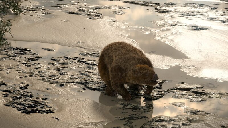 Riesenfaultiere, hier eine Animation, waren zur Eiszeit in ganz Nord- und Südamerika verbreitet. – Bild: Holger Neuhäuser / ZDF Riesenfaultiere, hier eine Animation, waren zur Eiszeit in ganz Nord- und Südamerika verbreitet. – Bild: Holger Neuhäuser / ZDF
