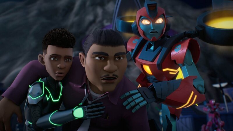 v.li.: Robby Malto, Alex Malto, Twitch – Bild: Screen Grab/​Nickelodeon/​Paramount /​ Paramount+ /​ TRANSFORMERS © 2024 HASBRO. TRANSFORMERS: EARTHSPARK TV series © 2024 Hasbro/​Viacom International Inc. All Rights Reserved.