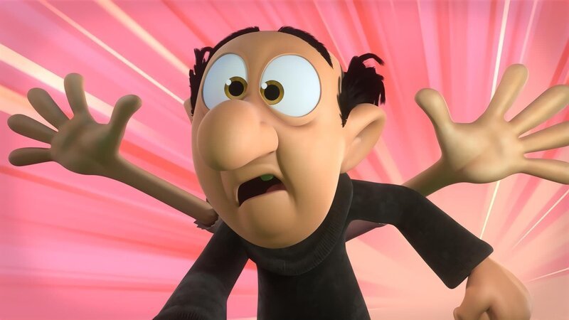 Auf der Suche nach einem Geschenk zum Muttertag, fängt Gargamel Papa Schlumpf, Schlumpfhilde und Beauty. Kann er seine Mami mit den Schlümpfen erfreuen? – Bild: KiKA/​Peyo Productions, Dupuis Édition & Audiovisuell