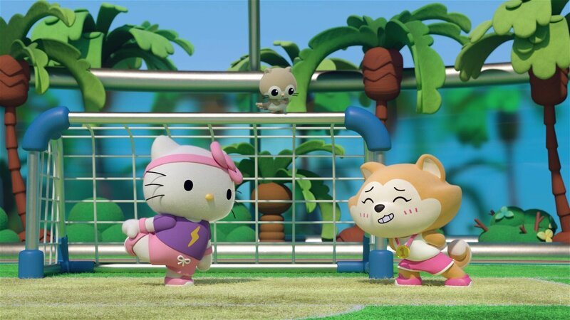 Kitty tritt gegen Vastus in mehreren Sportarten an. – Bild: Die Cherry Town Meisterschaft /​ © 2022 SANRIO CO. LTD.