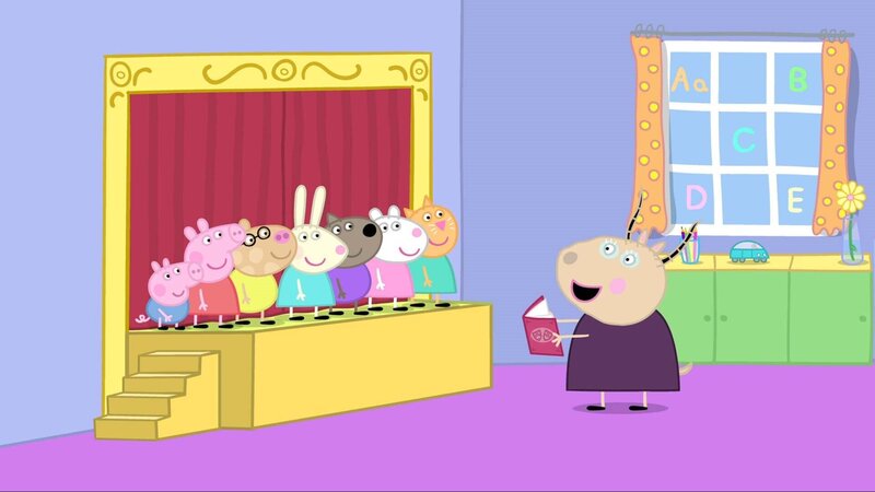 v.li.: George Pig, Peppa Pig, Pedro Pony, Rebecca Rabbit, Danny Dog, Suzy Sheep, Candy Cat, Madame Gazelle – Bild: Paramount