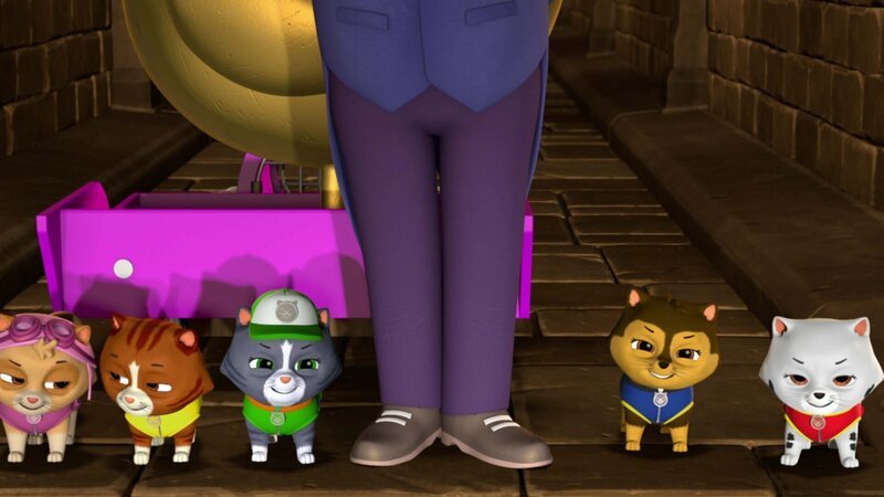 L-R: Cat Skye, Cat Rubble, Cat Rocky, Mayor Humdinger, Cat Chase, Cat Marshall – Bild: Paramount