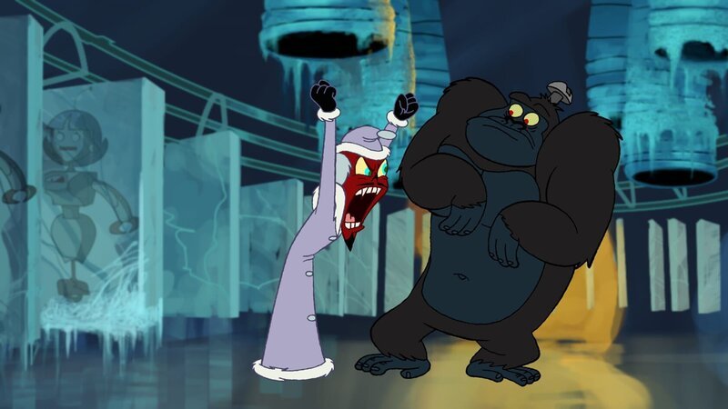 L-R: Dr. Satan (voice of Paul Giamatti) und Otto (voice of Tom Kenny) – Bild: Alle Inhalte (Texte, Bilder, Grafiken, u.a.) auf dieser Website unterliegen dem Schutz des Urheberrechts und anderer Schutzgesetze. /​ MKNS