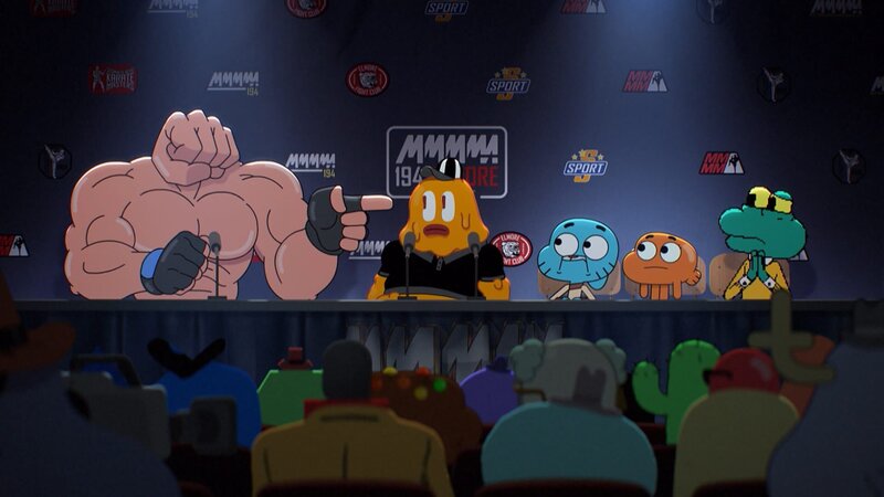 Joao (l.), Gumball (m.), Darwin (2.v.r.), Mr. Corneille (r.) – Bild: TM & (C) 2015 CARTOON NETWORK. A TIME WARNER COMPANY. ALL RIGHTS RESERVED.