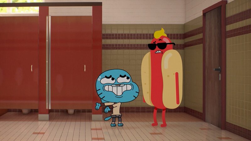 v.li.: Gumball, Hot Dog Guy – Bild: TM & © 2015 CARTOON NETWORK. A TIME WARNER COMPANY. ALL RIGHTS RESERVED.