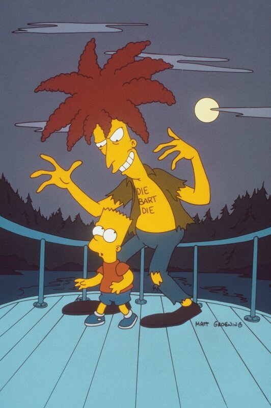 Tingeltangel-Bob (r.), aus dem Gefängnis entlassen, macht „Die Thompsons“ in ihrem neuen Domizil, einem Hausboot, ausfindig. Er sucht Bart (l.) auf, um ihn zu ermorden … – Bild: Twentieth Century Fox Film Corporation