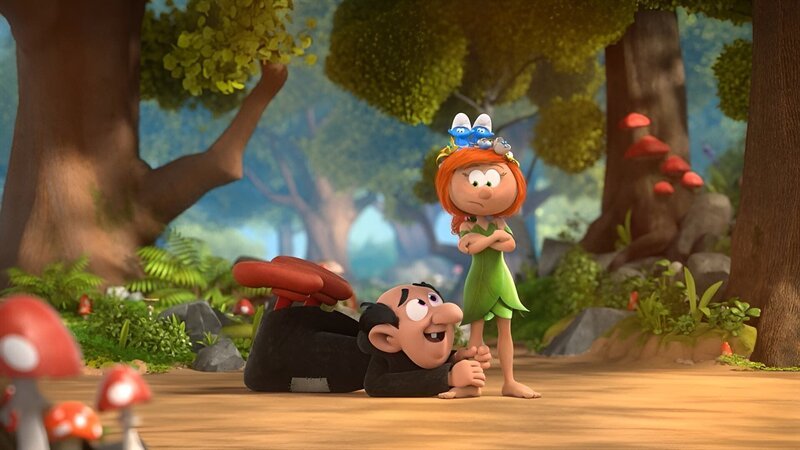Gargamel wird Opfer eines Liebestranks und verliebt sich in die Naturfee Blättchen. – Bild: KiKA/​Peyo Productions, Dupuis Édition & Audiovisuell 2020