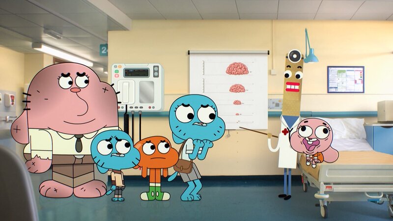 v.li.: Richard, Gumball, Darwin, Nicole, Bandage doctor, Anais – Bild: TM & © 2015 CARTOON NETWORK. A TIME WARNER COMPANY. ALL RIGHTS RESERVED.