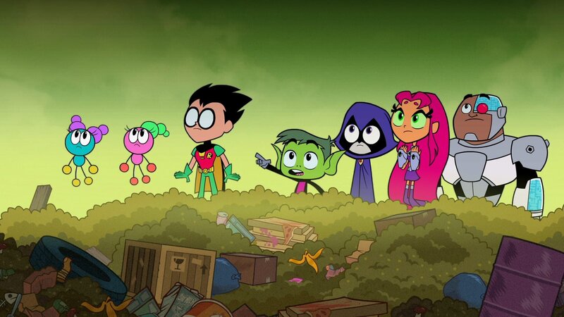 v.li.: Polly, Tara, Robin, Beast Boy, Raven, Starfire, Cyborg – Bild: TM and © 2020 The Cartoon Network, Inc. A WarnerMedia Company. All Rights Reserved.