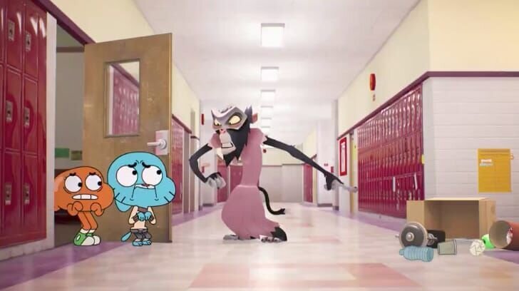 v.li.: Darwin, Gumball, Miss Simian – Bild: TM & © 2015 CARTOON NETWORK. A TIME WARNER COMPANY. ALL RIGHTS RESERVED.