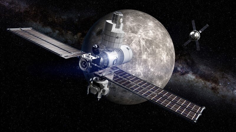 Die „Lunar Orbital Platform“ ist eine von der NASA und Roskosmos geplante Raumstation, die als Zwischenstopp zu Mond und Mars dienen könnte. – Bild: WeltN24 GmbH