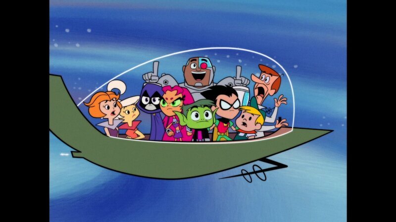 v.li.: Jane, Judy, Raven, Starfire, Cyborg, Beast Boy, Robin, Elroy, George – Bild: Cartoon Network
