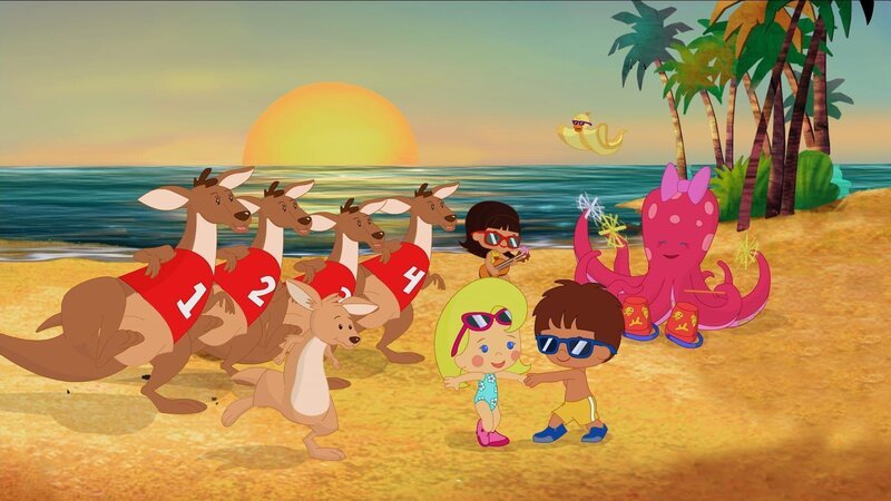 Am Ende gibt es eine große Strandparty mit Sonnenuntergang. – Bild: KiKA