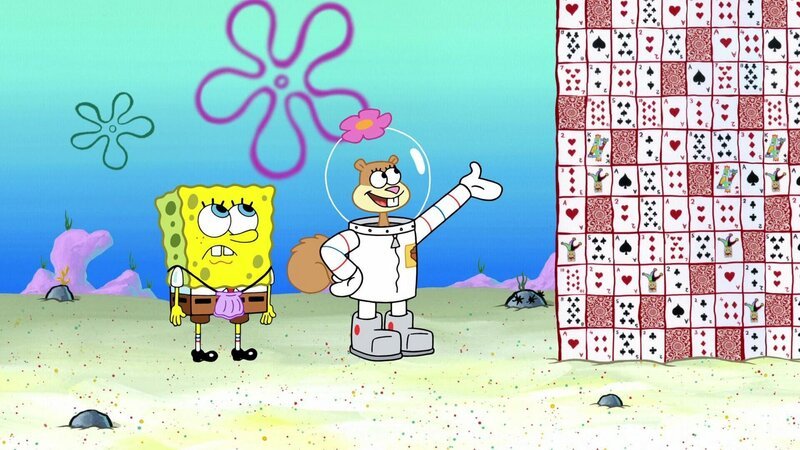 Sandy strebt danach, alle Stadtrekorde zu brechen, mit SpongeBobs Unterstützung. – Bild: Eichhörnchen-Rekorde