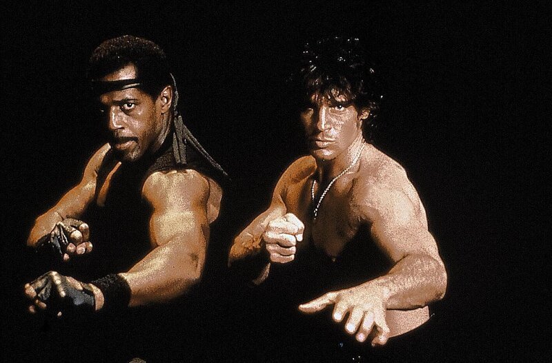 Jackson (Steve James) und der Ninja-Kaempfer Sean (David Bradley) bereiten sich fuer den internationalen Kampfsport-Wettbewerb vor. – Bild: Tele 5 Jackson (Steve James) und der Ninja-Kaempfer Sean (David Bradley) bereiten sich fuer den internationalen Kampfsport-Wettbewerb vor. – Bild: Tele 5