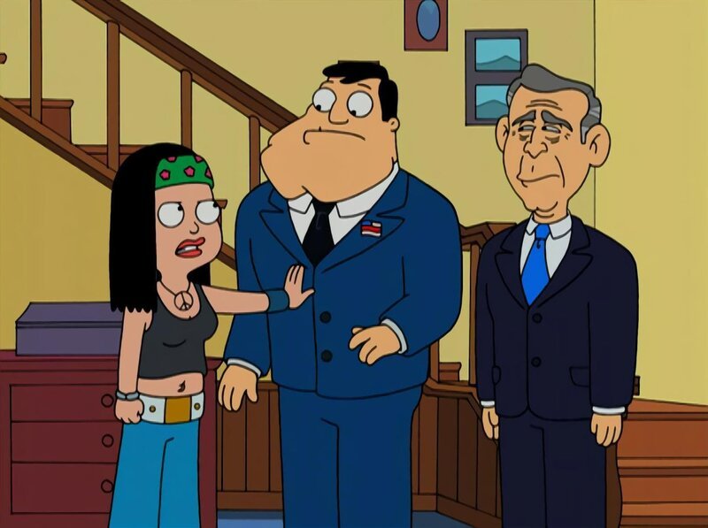 L-R: Hayley, Stan, George W. Bush – Bild: ViacomCBS