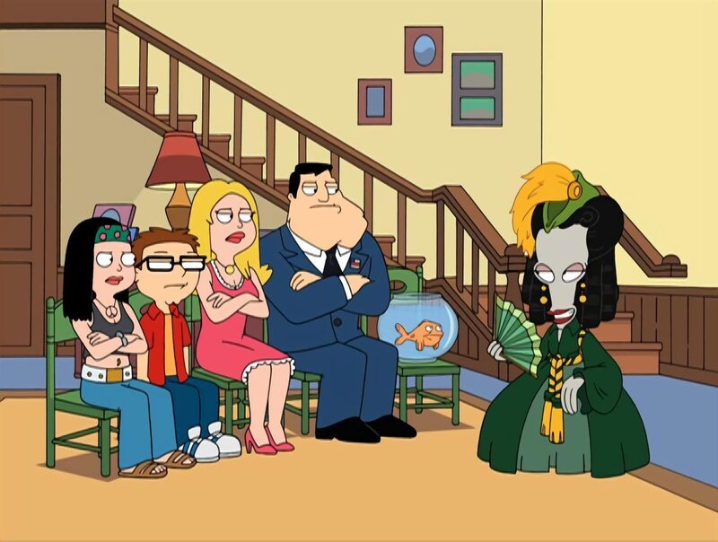 L-R: Hayley, Steve, Francine, Stan, Klaus, Roger – Bild: ViacomCBS