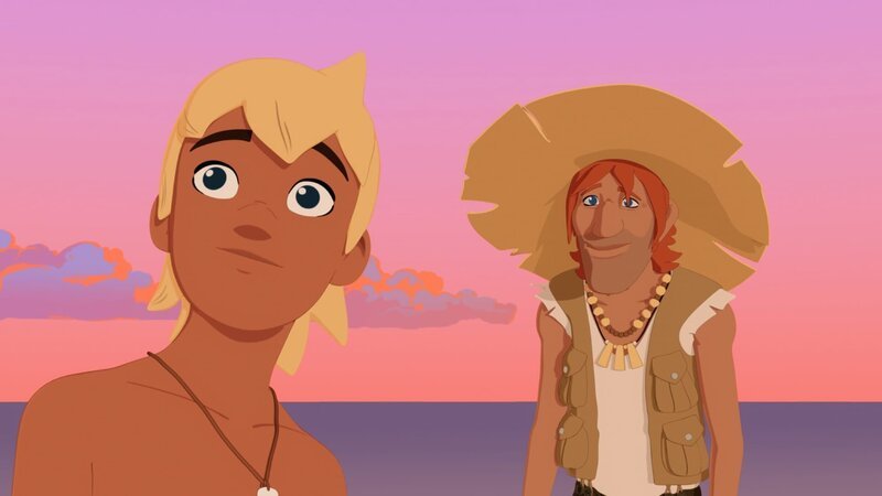 Yann kann nicht glauben, dass Jack ein Dieb ist. Ein wertvoller Tiki ist gestohlen worden und alle halten Jack für den Hauptverdächtigen. – Bild: ZDF/​Media Valley/​Marzipan Films/​TF1/​Gaumont Animation
