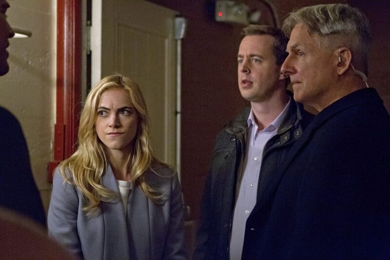 Bei einem militärischen Wohltätigkeits-Event ist eine Bombe hochgegangen. Bishop (Emily Wickersham, l.), McGee (Sean Murray, M.) und Gibbs (Mark Harmon, r.) wissen nicht, ob das Ziel wirklich ein anwesender Alt-Rocker war, oder ob die Bombe Teil eines größeren Plans ist … – Bild: PLURIMEDIA (CBS /​ Sonja Flemming)