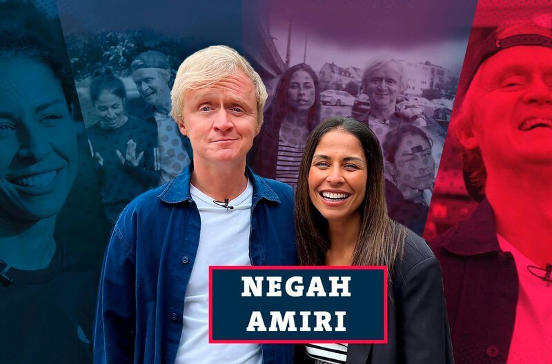 Negah Amiri (r.) mit Moderator Pierre M. Krause – Bild: SWR