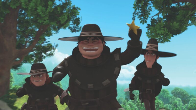 Die Räuber haben den Sheriffstern ergattert. – Bild: Method Animation – DQ Entertainment Intern. – ZDF, De Agostini