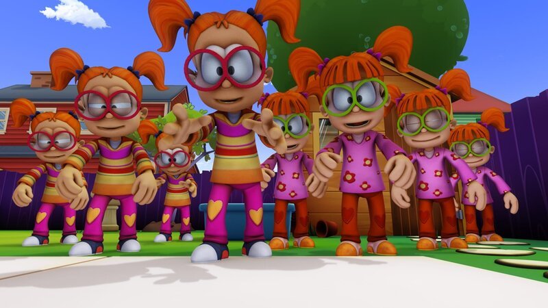 Garfield muss nicht nur mit Jons Nichten Drusilla und Minerva klarkommen, sondern auch noch mit den Nachbarskindern Chester und Lester. – Bild: HR/​DARGAUD MEDIA