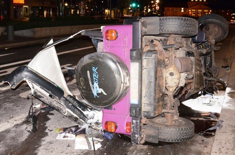 Der Jeep des getöteten Opfers. – Bild: HR