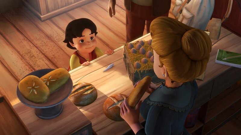 Heidi will mit dem Fossil ein Brot kaufen. – Bild: ZDF/​Studio 100 Animation/​Heidi Productions Pty. Limited