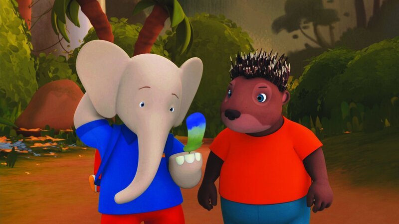 Badou und Munroe haben eine Feder des extrem seltenen Mondhopf gefunden – Bild: KiKA/​Nelvana Limited/​TeamTO/​YTV Productions