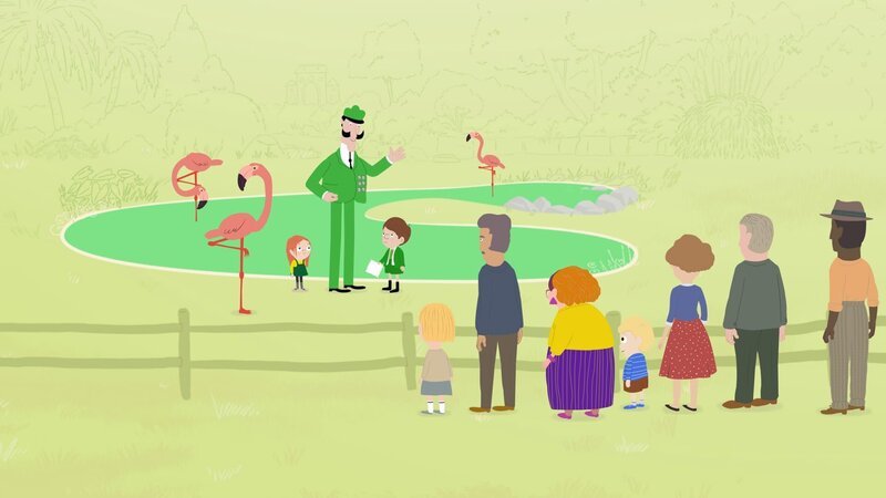Ein Zoo muss gut organisiert sein. Jimmy stellt einen straffen Plan auf, bei dem sein Vater von Termin zu Termin hetzt. – Bild: KiKA/​Igloo Productions Ltd