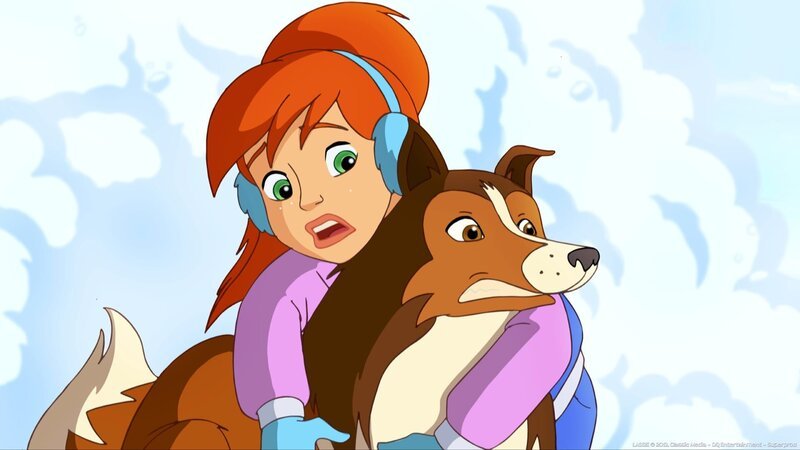 Lassie versucht sich und Zoe vor der anrollenden Lawine zu retten. – Bild: ZDF/​Classic Media/​DC Entertainment/​Superprod