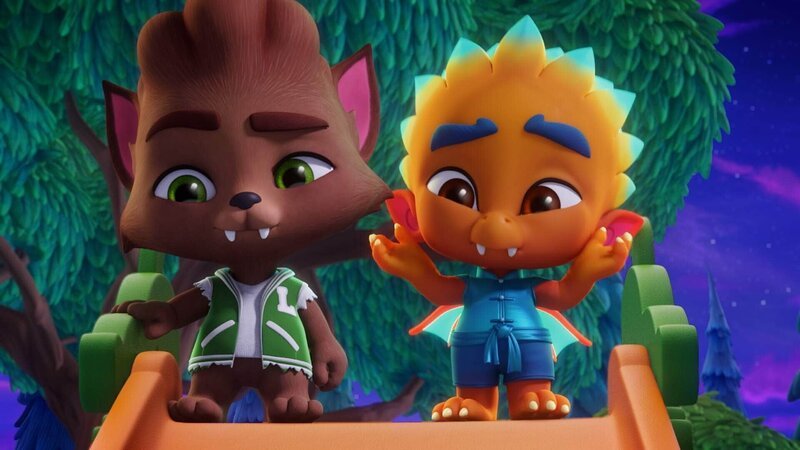 Ein neues Supermonster kommt in den Kindergarten: Spike. Der kleine Drachen weiß noch nicht, wie das Leben hier funktioniert und braucht deshalb noch Hilfe. – Bild: SUPER RTL