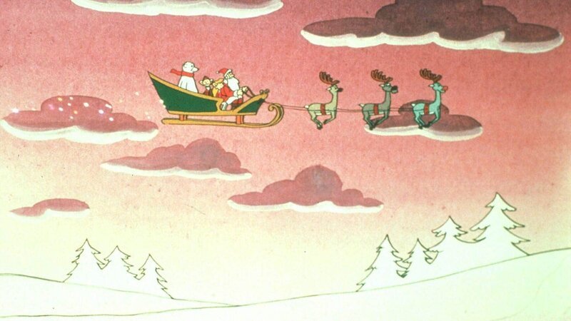 Jedes Jahr an Heiligabend verteilt der Weihnachtsmann Spielzeug an alle braven Kinder. Sein fliegender Schlitten wird von Rentieren gezogen und die drei Elfen Trixi, Guilfi und Jordi unterstützen den Weihnachtsmann bei der Auslieferung. – Bild: SUPER RTL