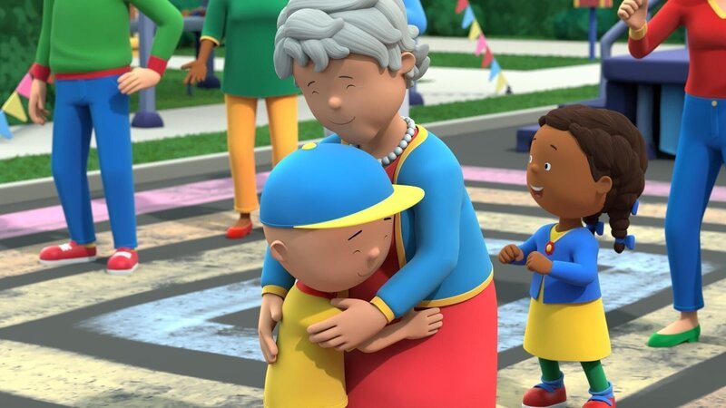 Omi bringt Caillou und seinen Freund:innen eine Line-Dance-Choreographie bei. – Bild: SUPER RTL /​ Caillou tanzt