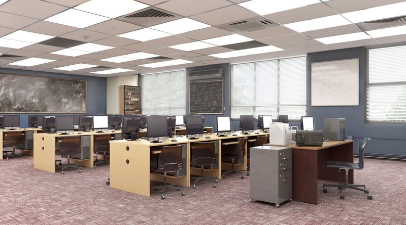 Modern classroom. High school. 3d illustration. – Bild: urfingus