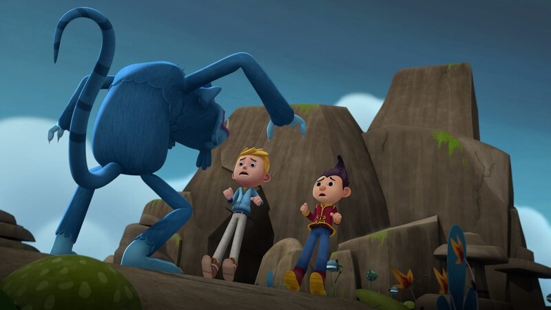 Der Dämon jagt Jack und Tashi große Angst ein. – Bild: KiKA/​Flying Bark Productions Pty Ltd.