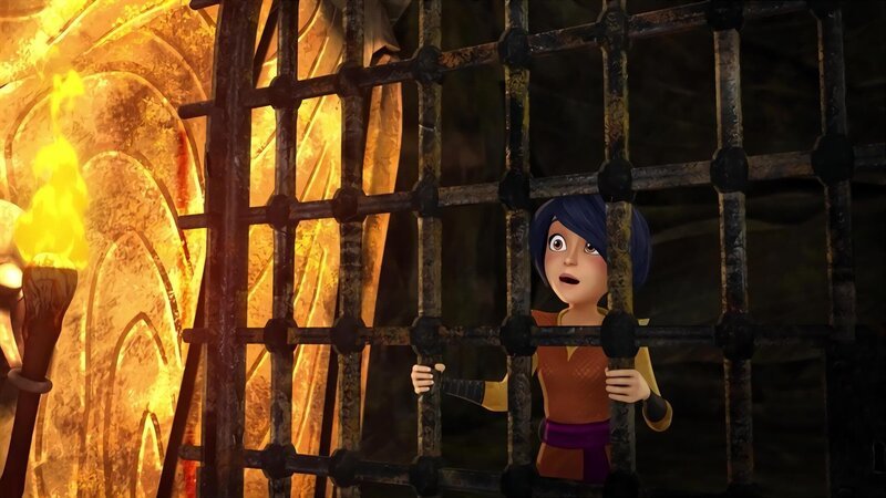 Zu Unrecht findet sich Morgan in Camelots Kerker wieder. – Bild: SWR/​Blue Spirit Productions/​Canal+ Thématiques