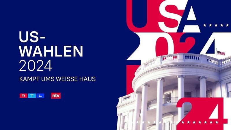 Das Logo zu: „US-Wahlen – Kampf ums Weiße Haus“. +++ Die Verwendung des sendungsbezogenen Materials ist nur mit dem Hinweis und Verlinkung auf RTL+ gestattet. +++; Das Logo zu: „US-Wahlen Kampf ums Weiße Haus“. +++ Die Verwendung des sendungsbezogenen Materials ist nur mit dem Hinweis und Verlinkung auf RTL+ gestattet. +++ – Bild: RTL