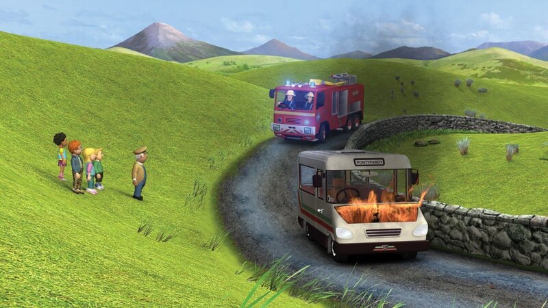 Trevors Bus steht in Flammen. Er hätte besser auf Norman Price hören sollen. – Bild: KI.KA/​HIT Entertainment