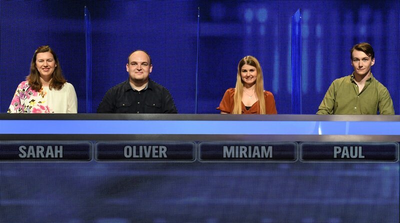 Die Kandidat:innen (v.l.n.r.): Sarah Baltz, Oliver Kell, Miriam Marshall und Paul Armin Safran. – Bild: ARD/​Uwe Ernst