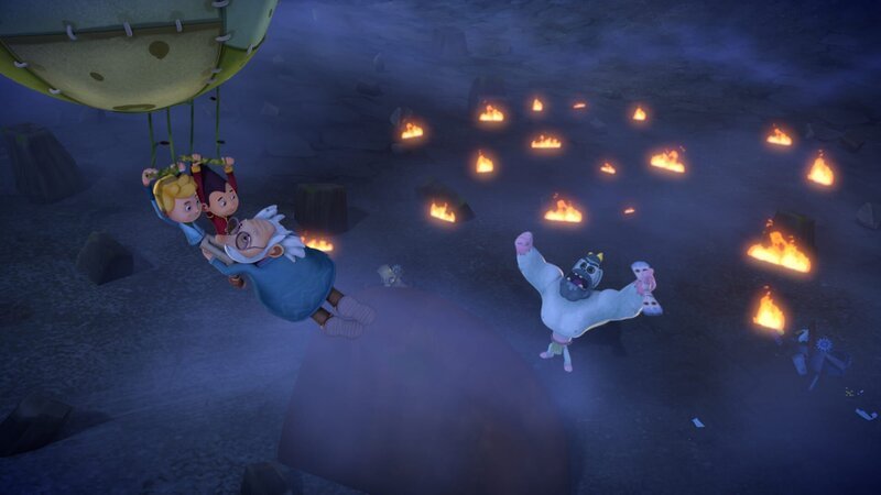 Jack, Tashi und Großonkel können vor Jugala fliehen. – Bild: KiKA/​Flying Bark Productions Pty Ltd.