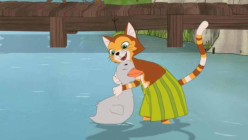 Aus dem Ei, das Findus gefunden hat, ist ein kleiner Schwan geschlüpft. – Bild: Edel Germany GmbH /​ ZDF